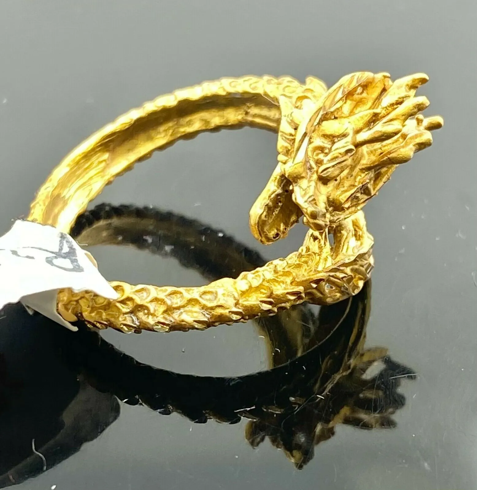 22k Ring Solid Gold ELEGANT Class Dragon Loop Men Band r2488