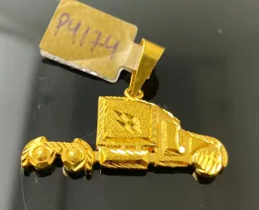 22K Solid Gold Men Truck Pendant P4174