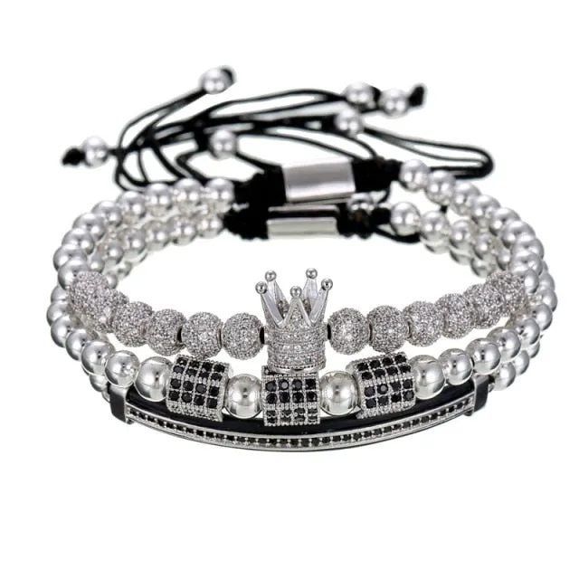 3Pcs/Set Bracelet Jewelry CZ Moon Crown Beads