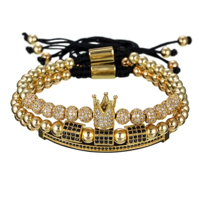 3Pcs/Set Bracelet Jewelry CZ Moon Crown Beads