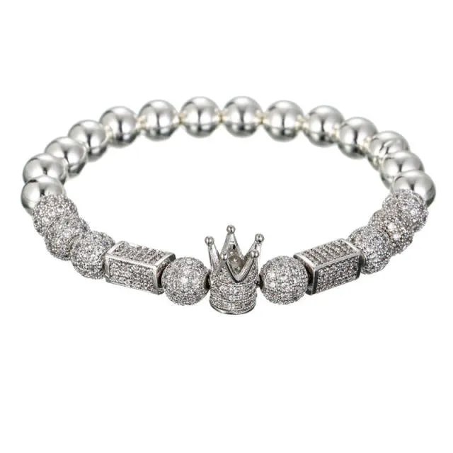 3Pcs/Set Bracelet Jewelry CZ Moon Crown Beads