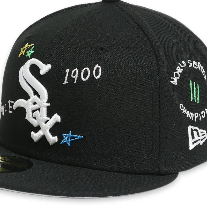 [60243719] Chicago White Sox Scribble Black 59FIFTY Mens Fitted Hat