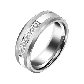 8mm White CZ Tungsten Band