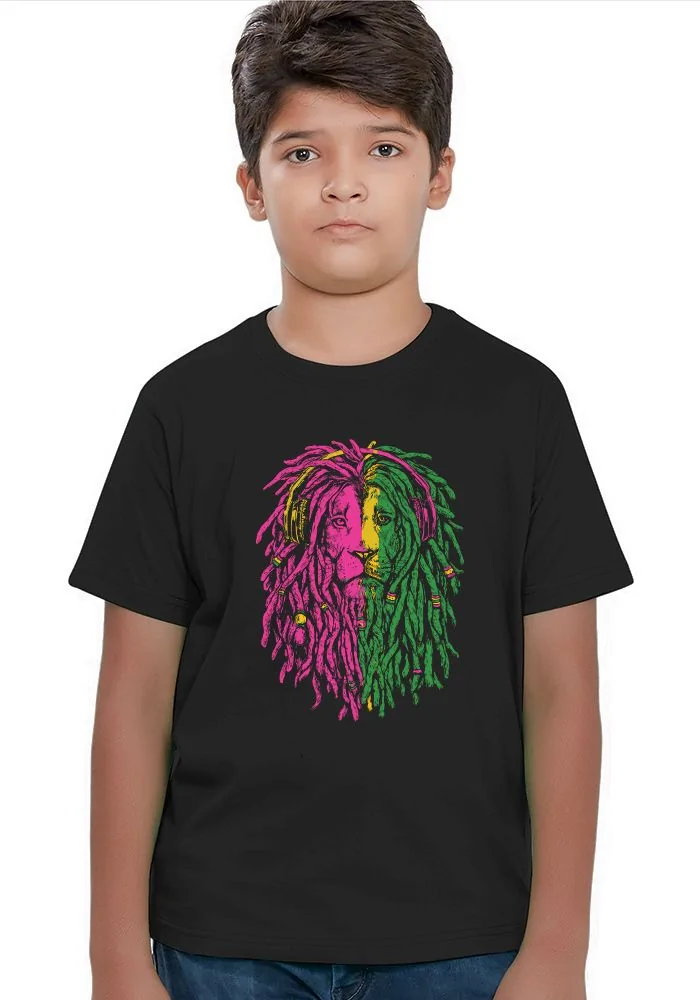 Abstract Neon Lion Senior Kids T-Shirt