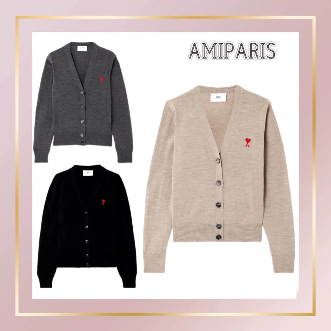 AMI PARIS  |Casual Style Wool Long Sleeves Plain Office Style