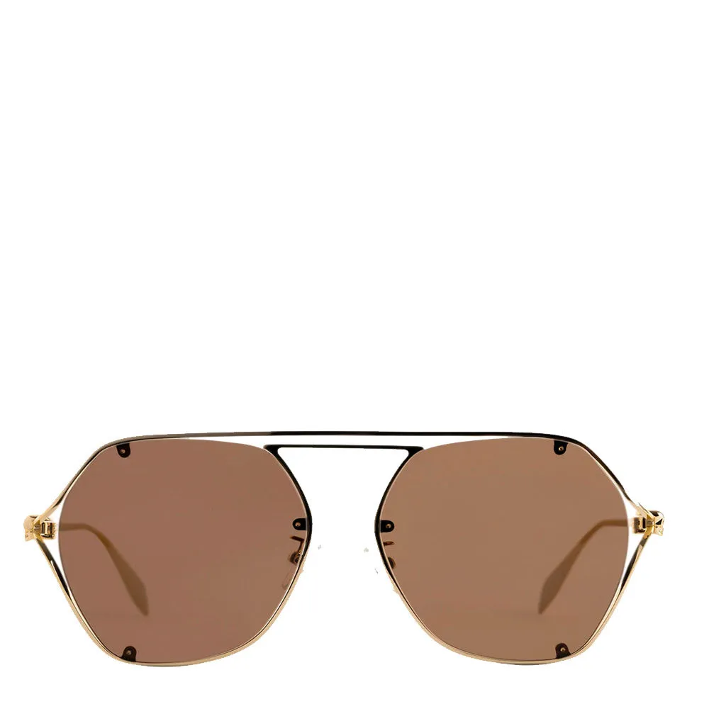 AMQ AM0367S Metal Sunglasses, Gold/Brown