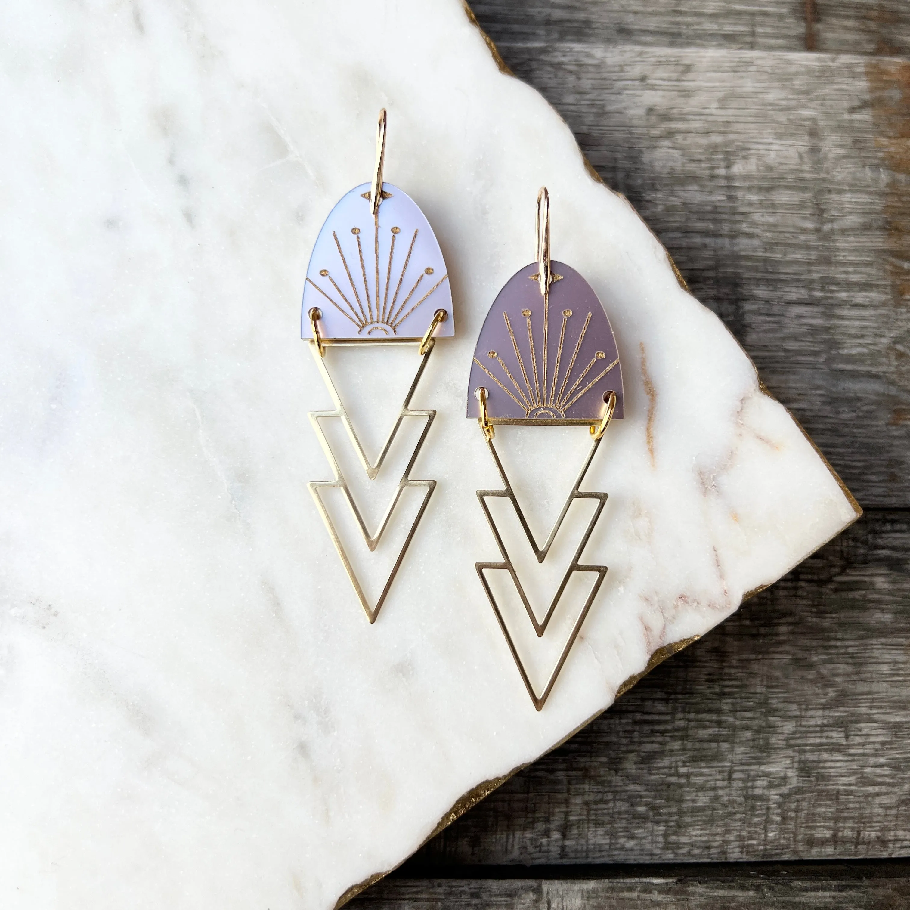 Aurora - Metallic Blush - Brass & Acrylic Earring