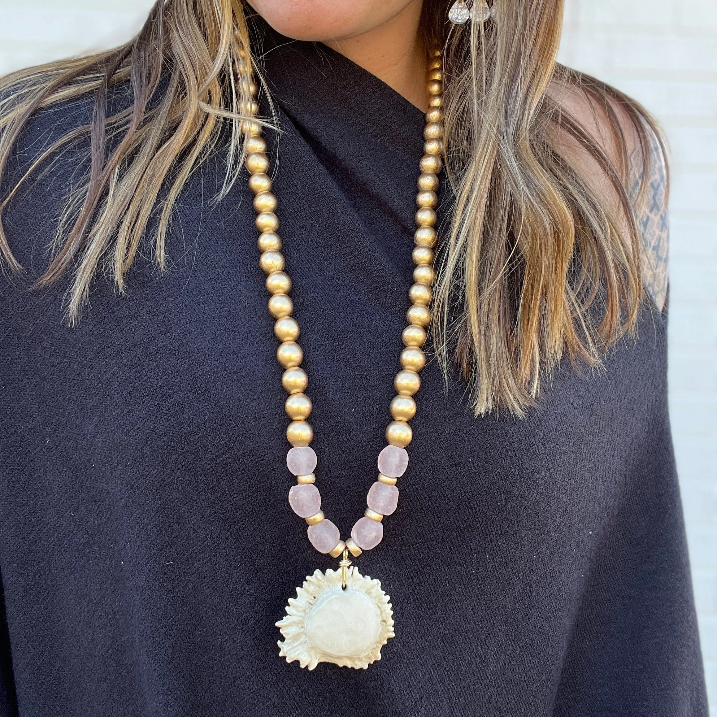 Beaded Necklace Style Box - Blush Glass + Antler Burr