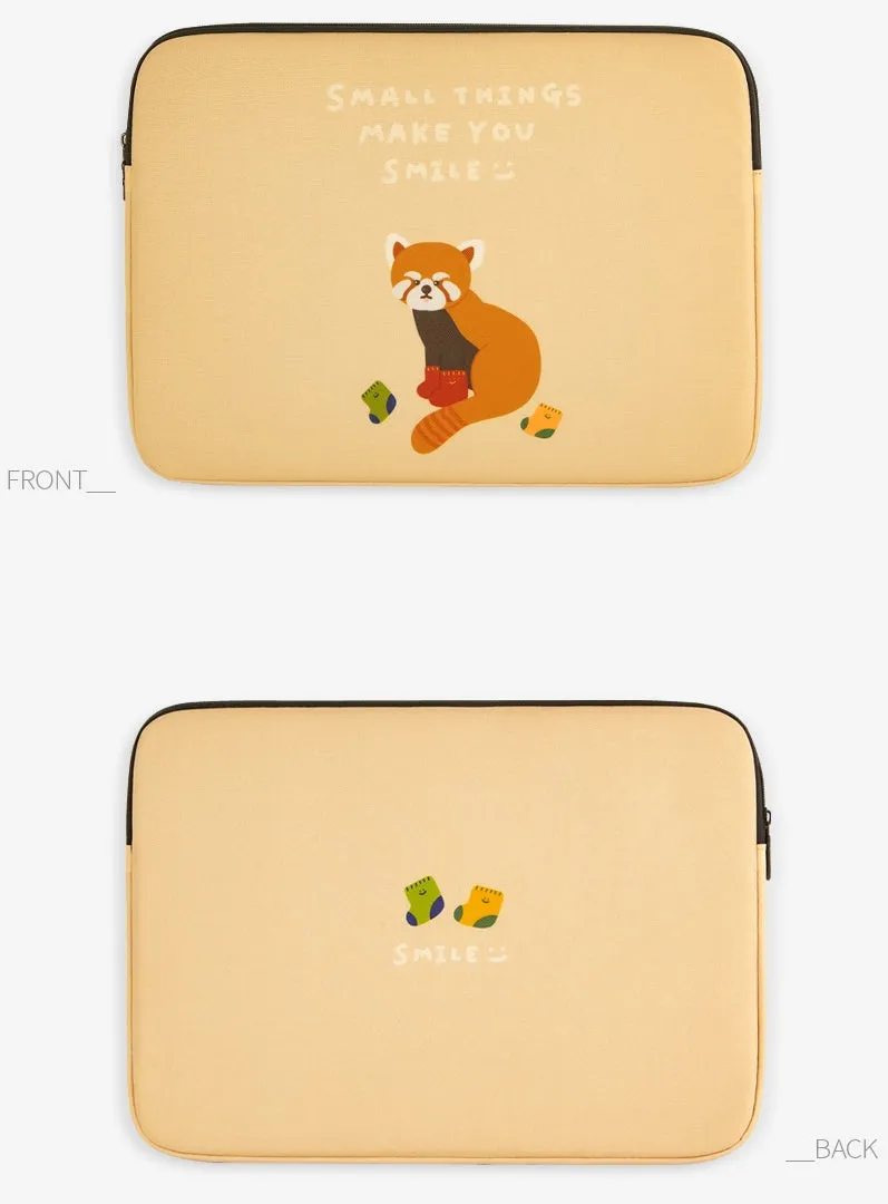 Beige Red Panda Raccoons Graphic Laptop Sleeves 13 15 inch Cases Protective Covers Handbags Square Pouches Designer Artist Print