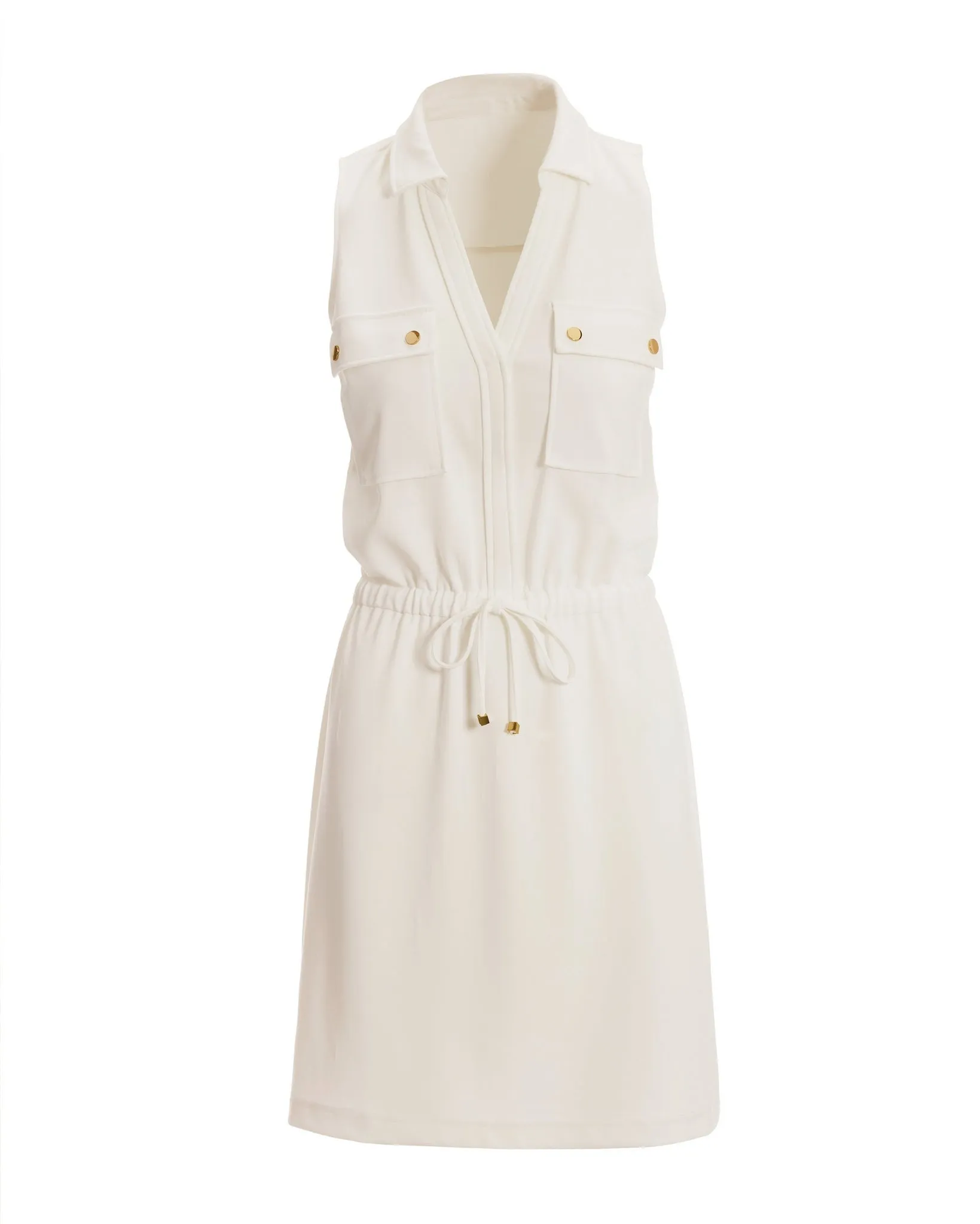 Beyond Travel Chic Drawstring Utility Dress Ivory Coast