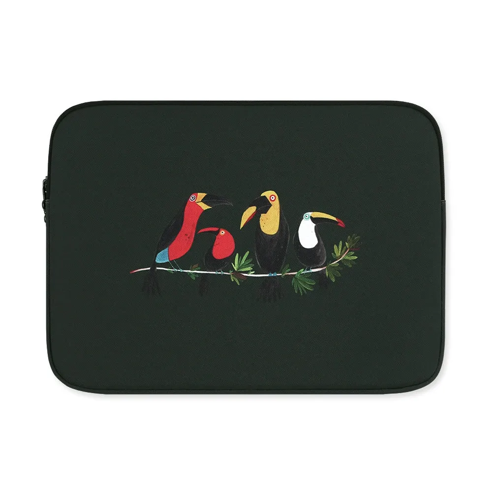 Black Bird Toucans Graphic Laptop Sleeves iPad 11 13 15 inch Cases Protective Covers Handbags Square Pouches Designer Artist Pri