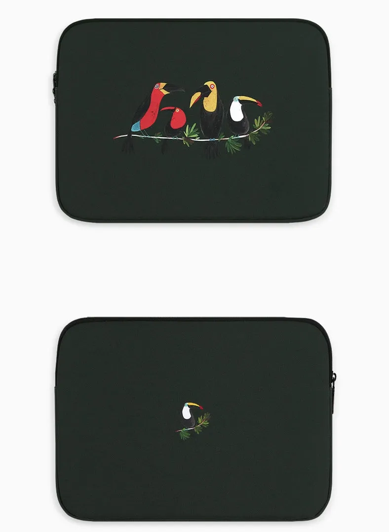 Black Bird Toucans Graphic Laptop Sleeves iPad 11 13 15 inch Cases Protective Covers Handbags Square Pouches Designer Artist Pri