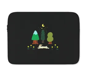 Black Moon Forest Rabbit Graphic Laptop Sleeves iPad 11 13 15 inch Cases Protective Covers Handbags Square Pouches Designer Arti