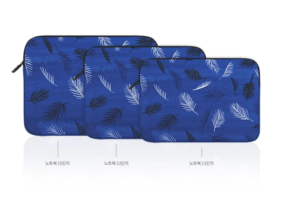 Blue Leaf Leaves Graphic Laptop Sleeves 11 13 15 inch Cases Protective Covers Handbags Square Pouches Designer Artist Prints Cut