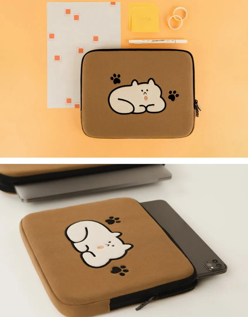 Brown Cat Graphic Laptop Sleeves iPad 13 14 15 inch Cases Protective Covers Handbags Square Pouches Designer Artist Prints Cute 