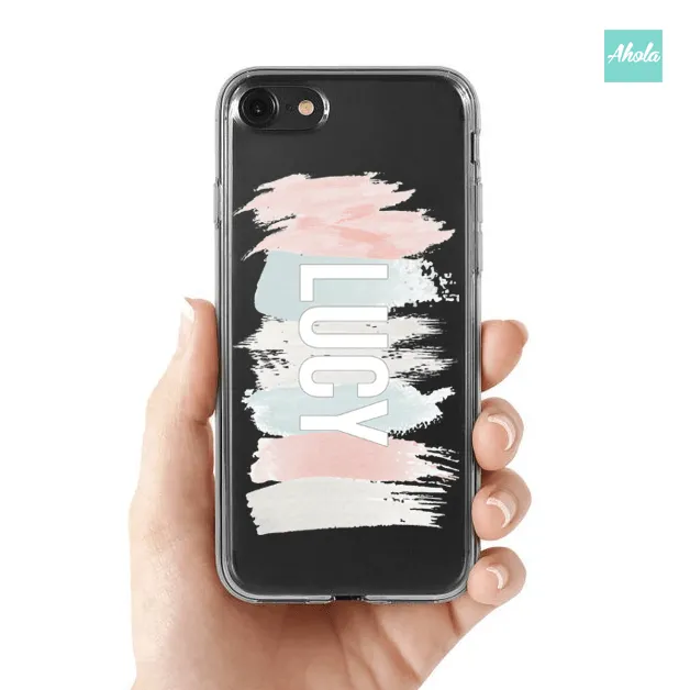 【Brush Stroke】Soft TPU transparent phone case 彩色筆刷名字透明電話軟殼