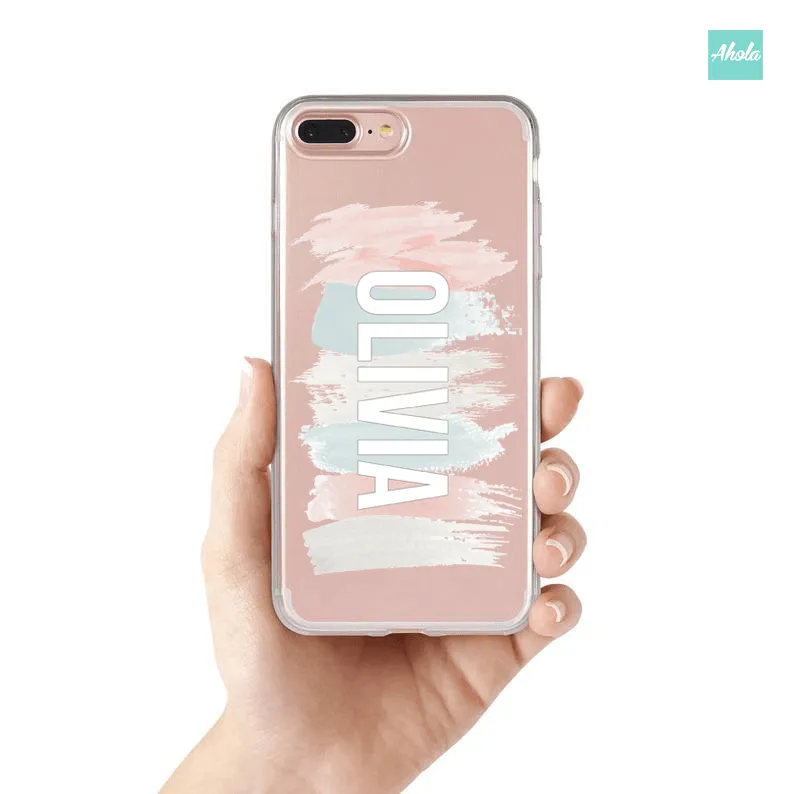 【Brush Stroke】Soft TPU transparent phone case 彩色筆刷名字透明電話軟殼