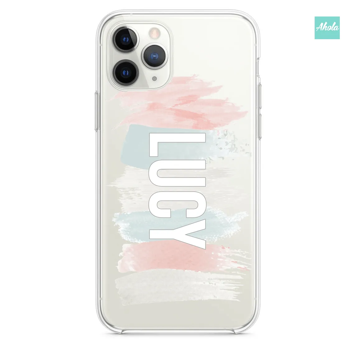 【Brush Stroke】Soft TPU transparent phone case 彩色筆刷名字透明電話軟殼