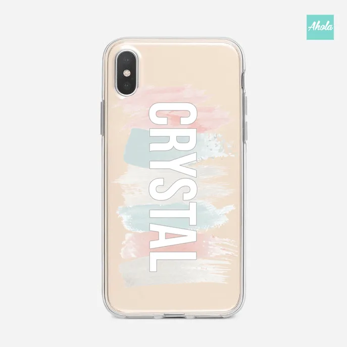 【Brush Stroke】Soft TPU transparent phone case 彩色筆刷名字透明電話軟殼