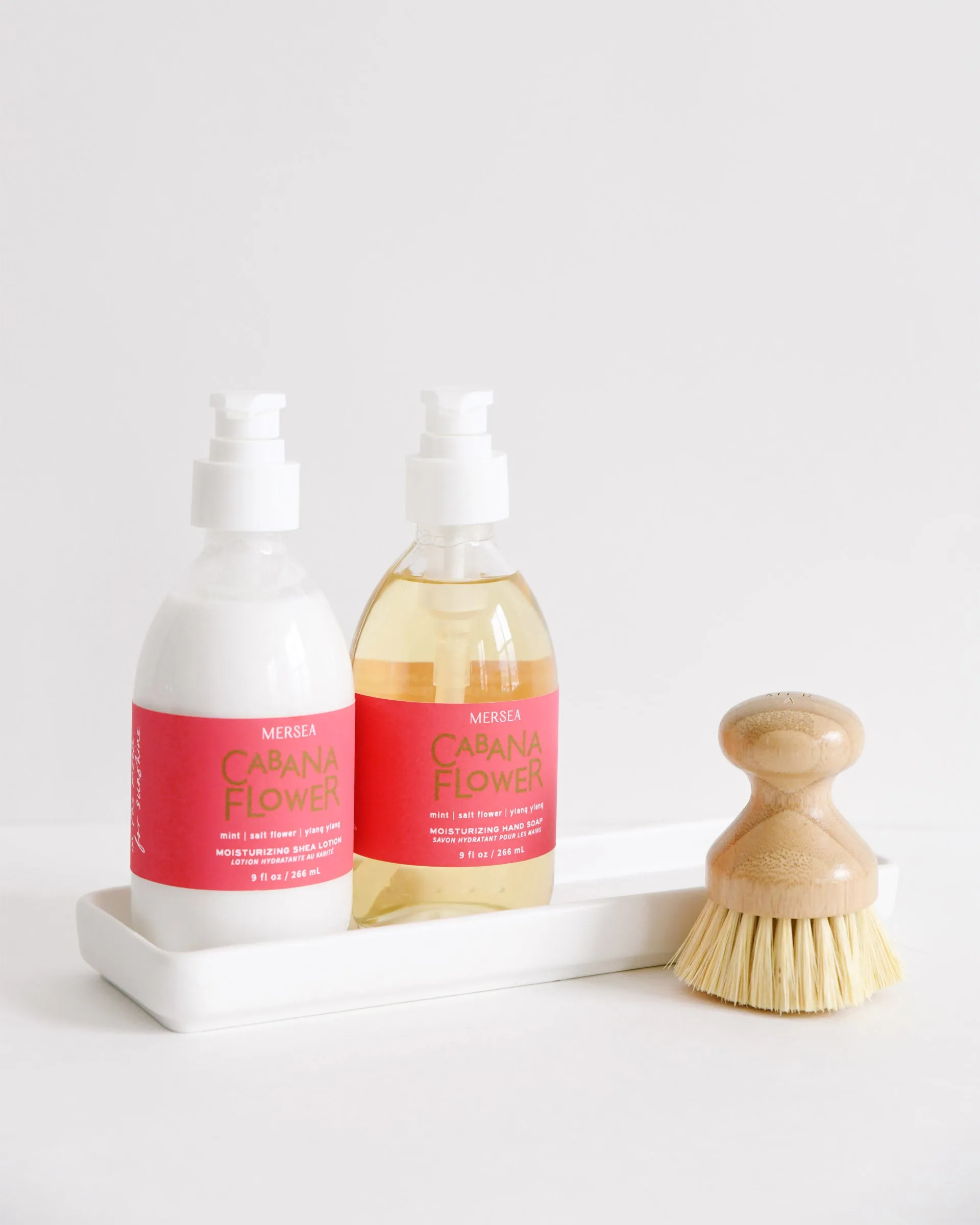 Cabana Flower Shea Lotion & Hand Soap Set with Brush