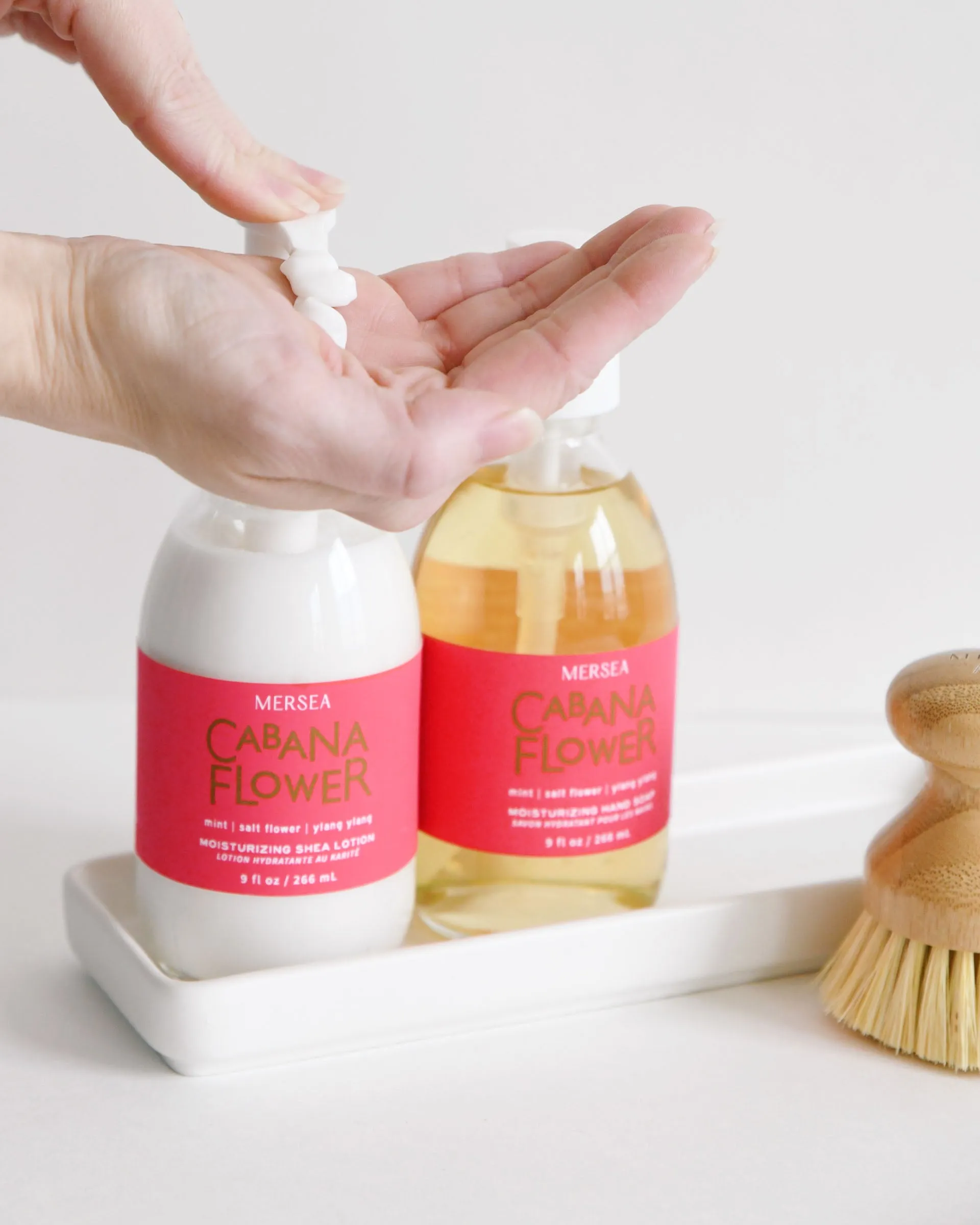 Cabana Flower Shea Lotion & Hand Soap Set with Brush