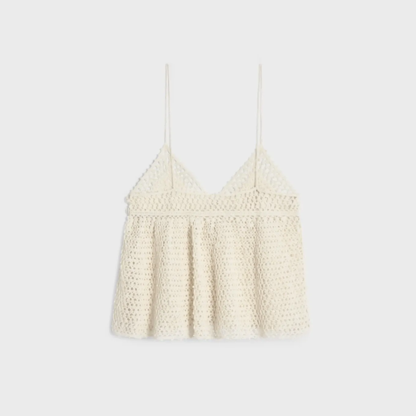 CELINE  |top with thin straps in crocheted cotton