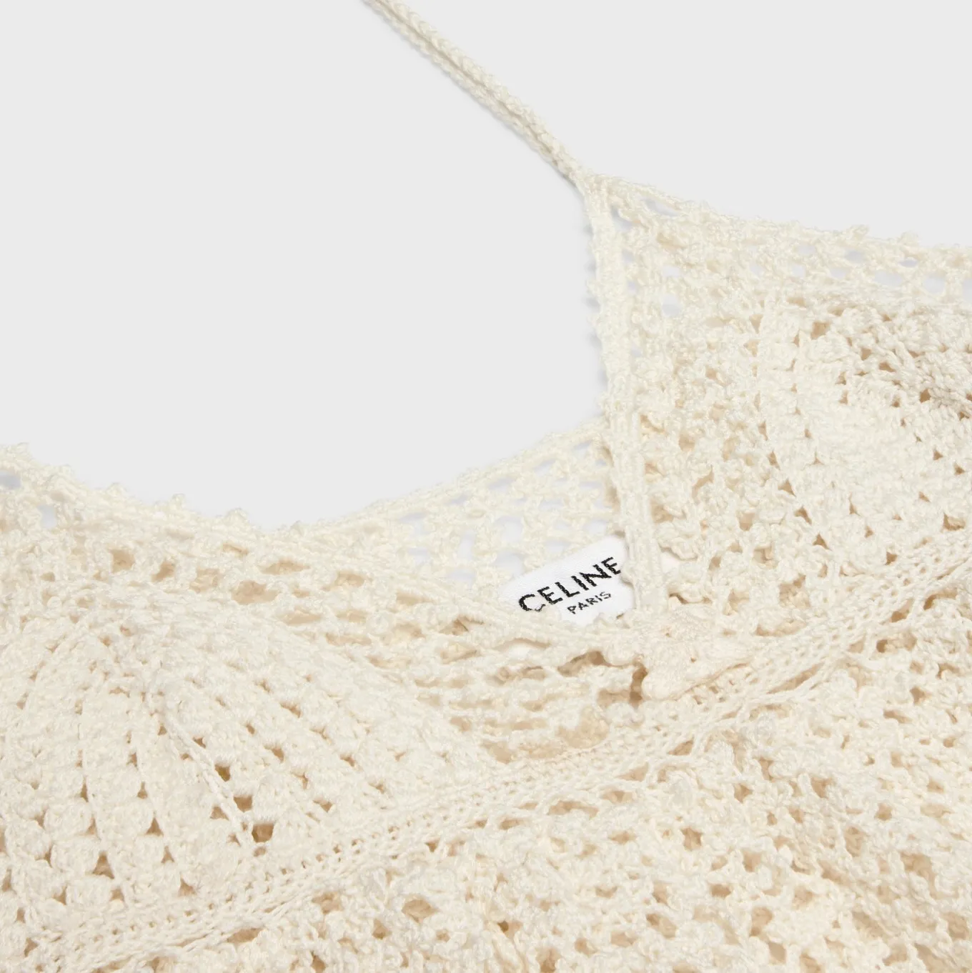 CELINE  |top with thin straps in crocheted cotton