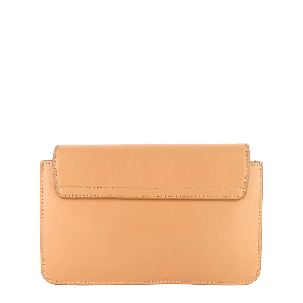 Chloe Drew Bijou Tan Blush Smooth Calfskin Crossbody Clutch Bag