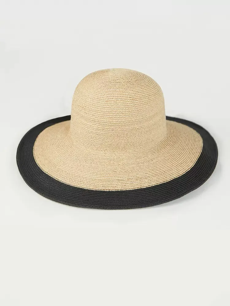 Color Matching Large Brim Raffia Hat