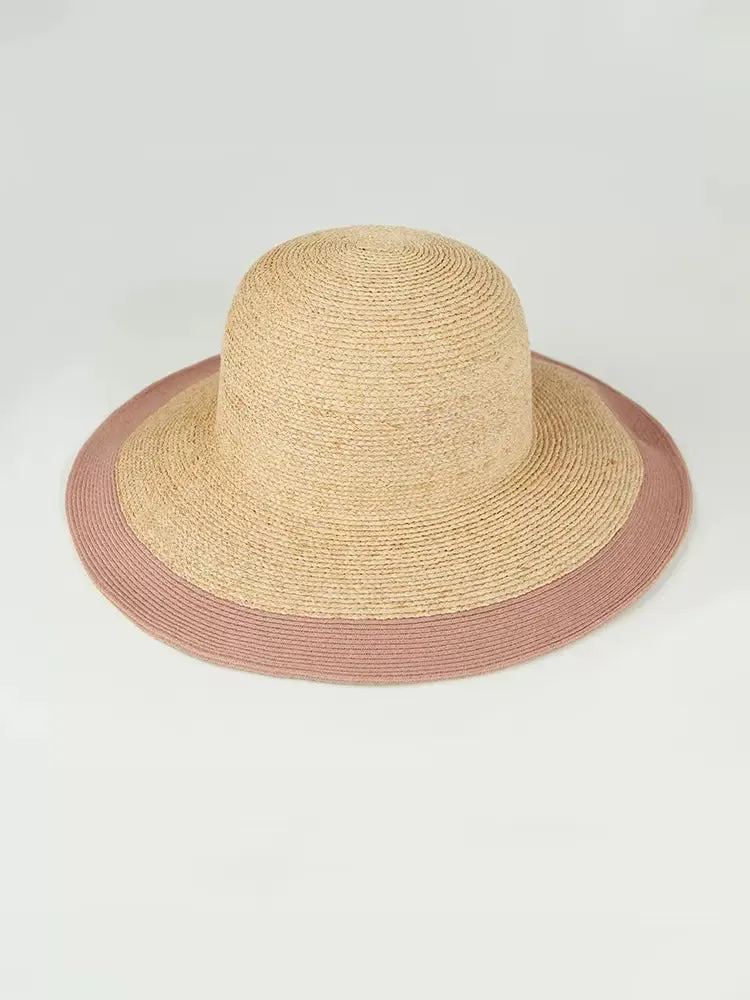 Color Matching Large Brim Raffia Hat