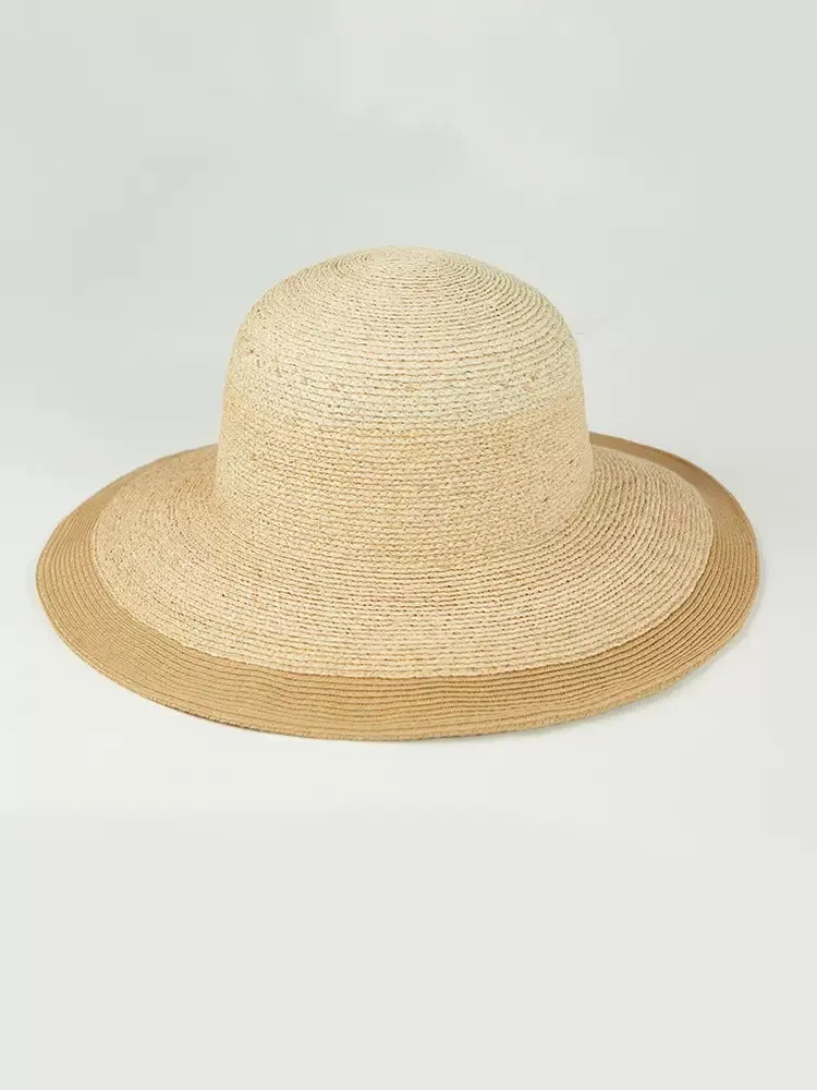 Color Matching Large Brim Raffia Hat