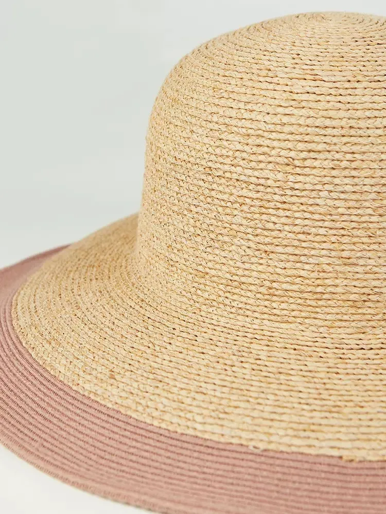 Color Matching Large Brim Raffia Hat