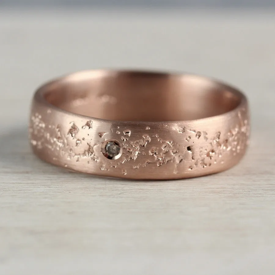 Concrete Ring with Flush Set Champagne Diamond