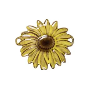 Connector Link, Daisy Flower 36x31mm, Enameled Brass Goldenrod Yellow, by Gardanne Beads (1 Piece)