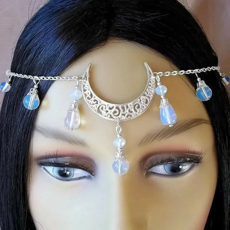 Crescent moon head chain forehead  tiara