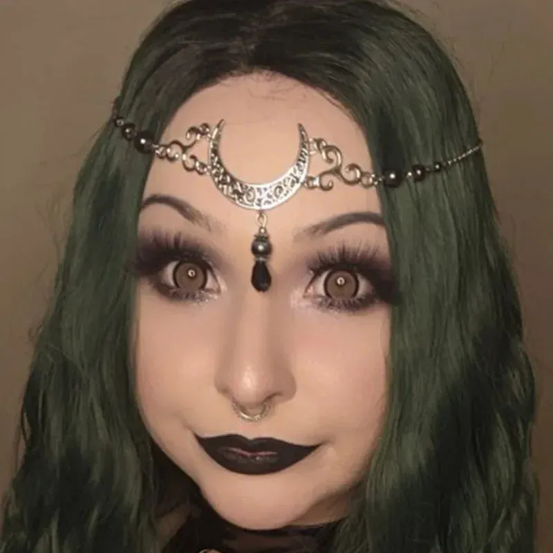 Crescent moon head chain forehead  tiara