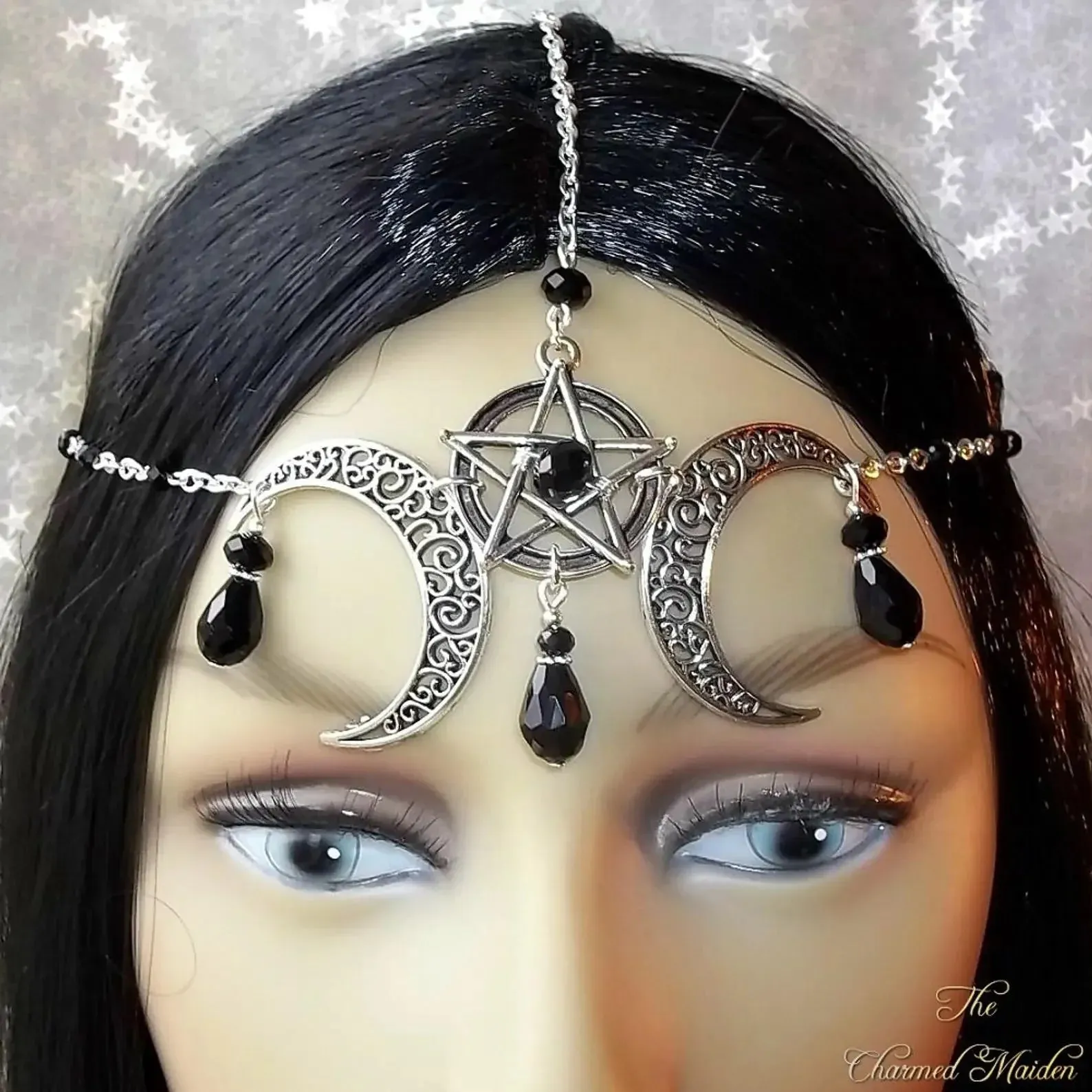 Crescent moon head chain forehead  tiara