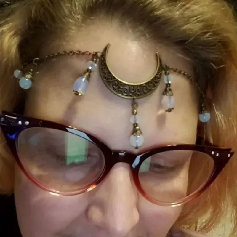 Crescent moon head chain forehead  tiara