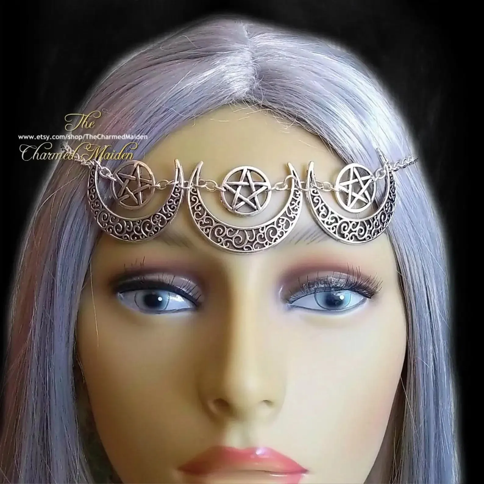 Crescent moon head chain forehead  tiara