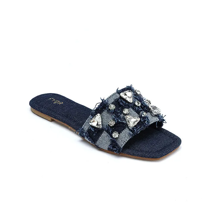 Crystal Embellished Denim Sandal MY 311