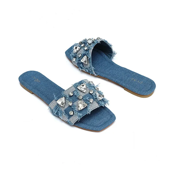 Crystal Embellished Denim Sandal MY 311