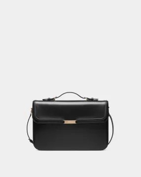 Deco Briefcase in Black Brushed Leather 