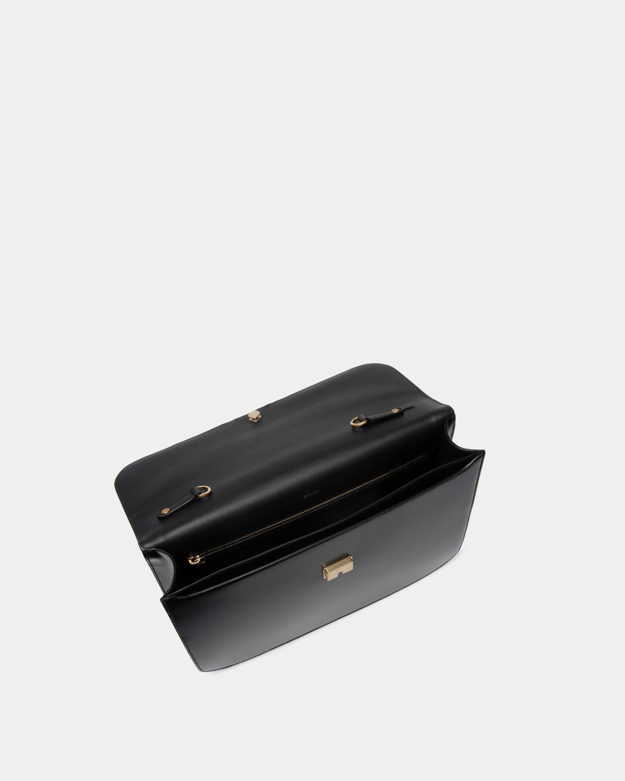 Deco Briefcase in Black Brushed Leather 