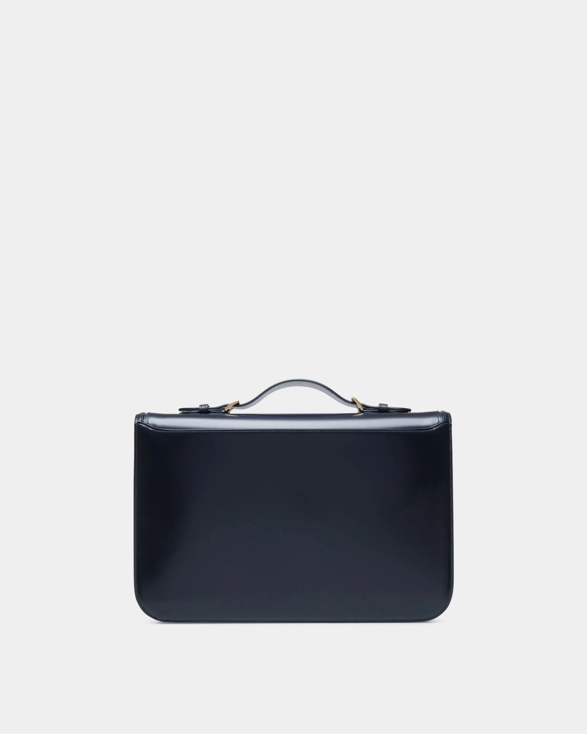 Deco Briefcase in Navy Blue Brushed Leather 