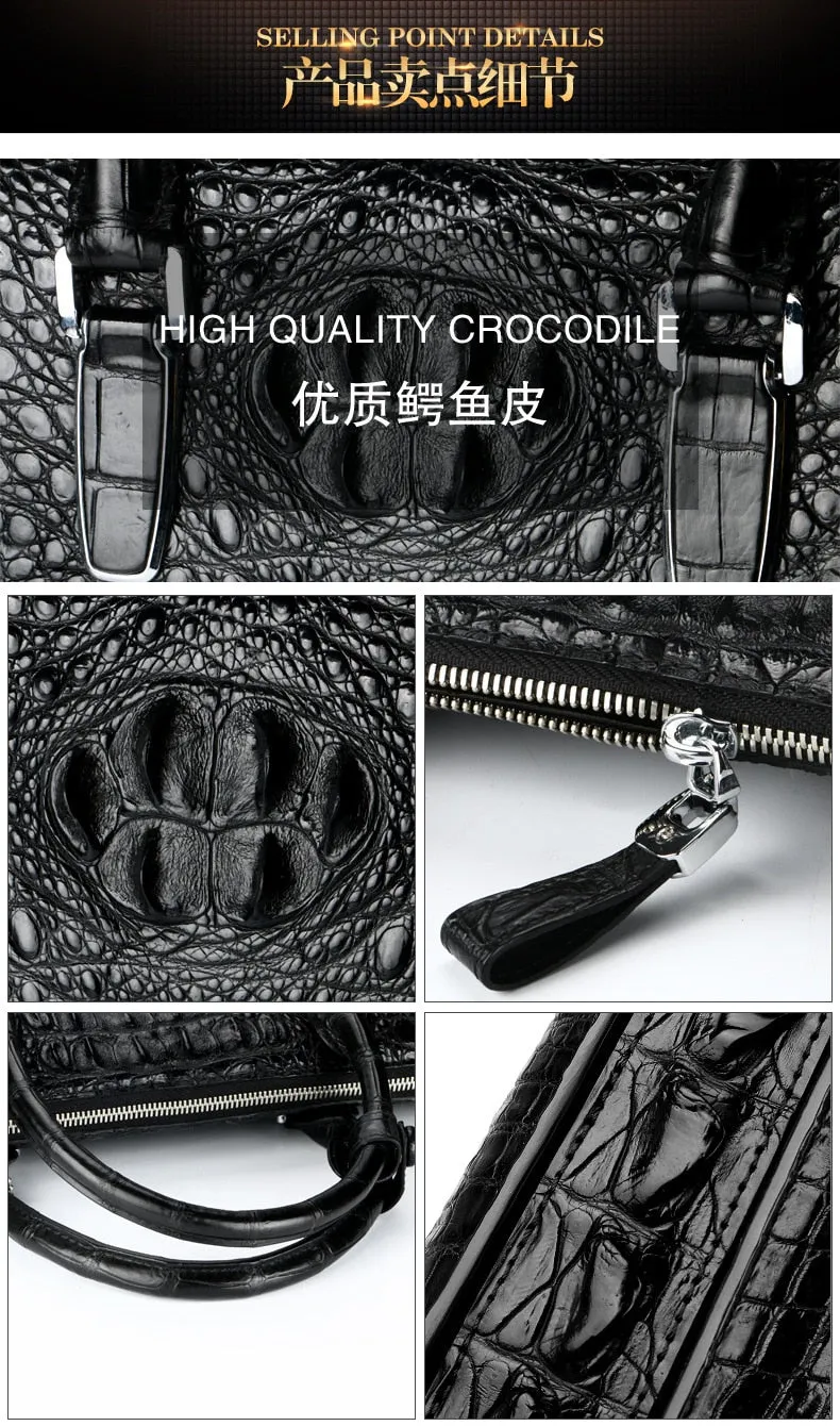 Design Business Crocodile Skin Men Briefcase Fashion Large Capacity Shoulder Bag Multifunction