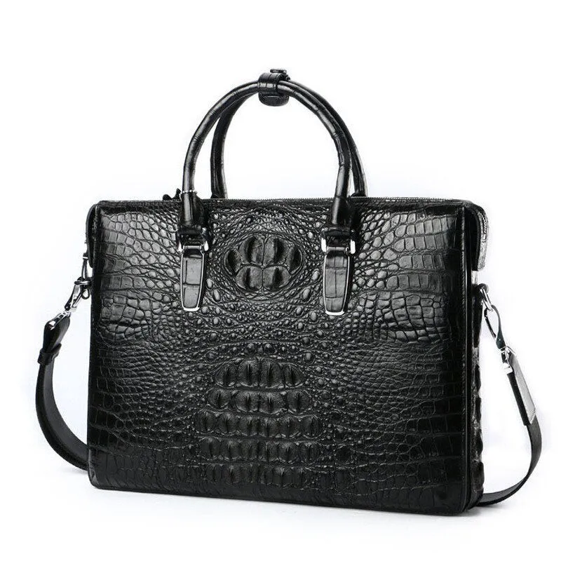 Design Business Crocodile Skin Men Briefcase Fashion Large Capacity Shoulder Bag Multifunction