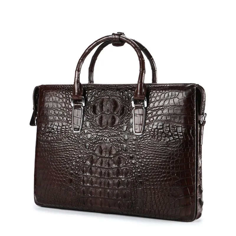 Design Business Crocodile Skin Men Briefcase Fashion Large Capacity Shoulder Bag Multifunction