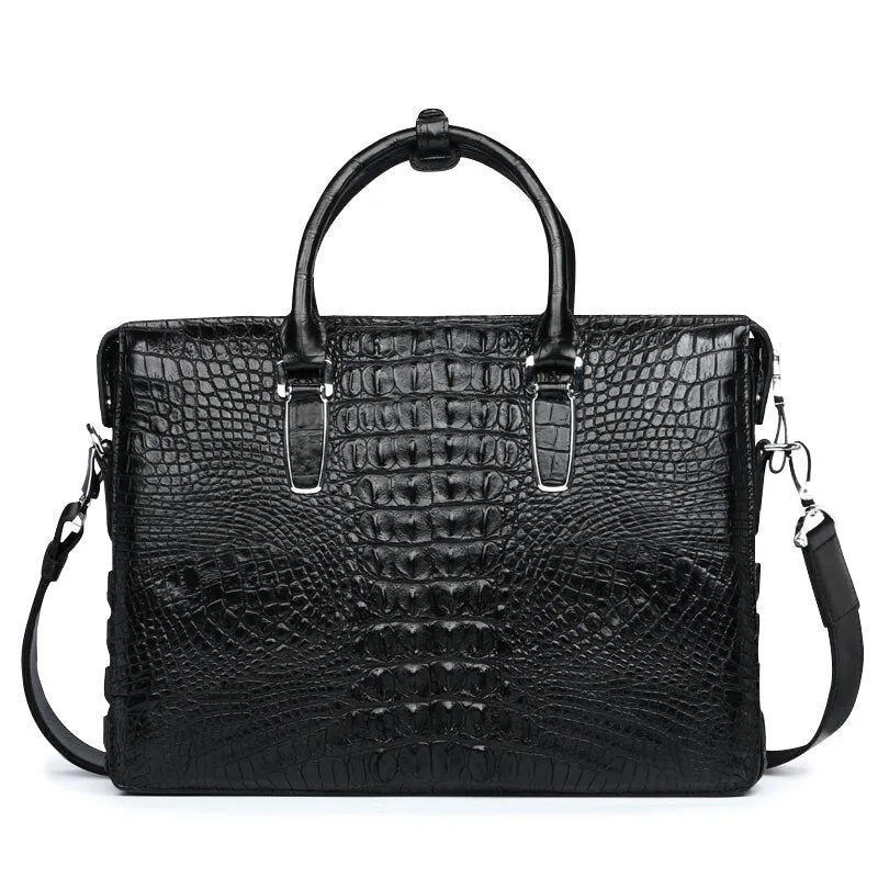 Design Business Crocodile Skin Men Briefcase Fashion Large Capacity Shoulder Bag Multifunction