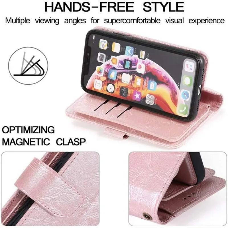 Detachable Flip Folio Zipper Purse Phone Case for iPhone 13 Series