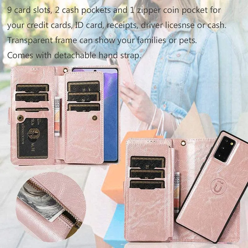 Detachable Flip Folio Zipper Purse Phone Case for Samsung Note 20 Series